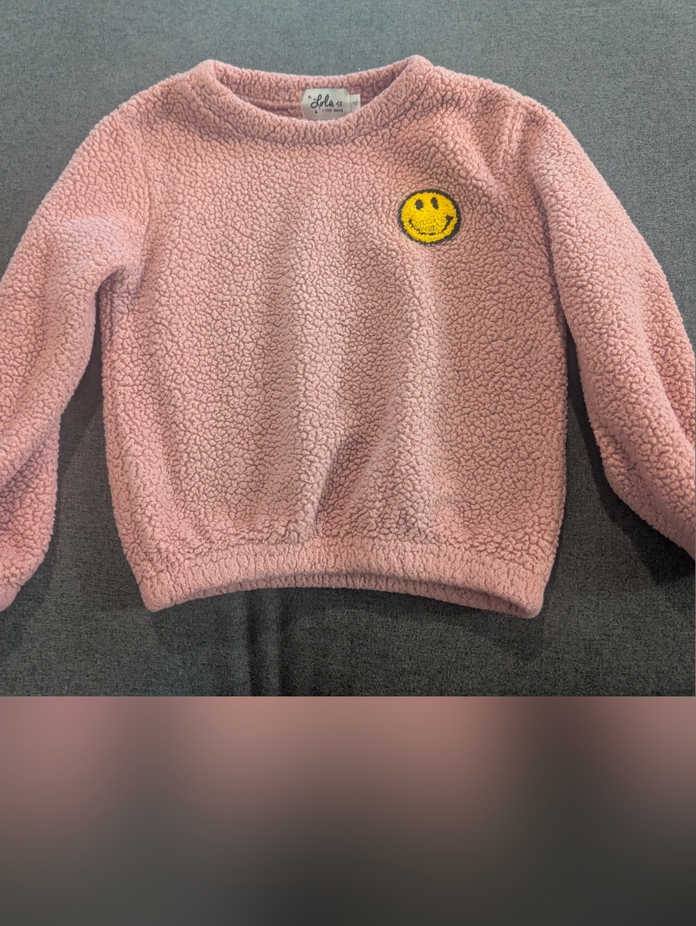 Lola and the Boys Smile Patch Fuzzy Sweatshirt